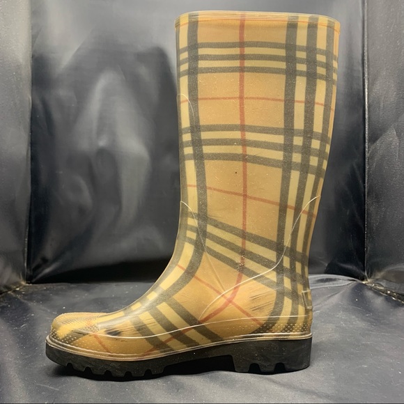 BURBERRY Haymarket Rain Boots Plaid Check Pattern - Picture 7 of 11